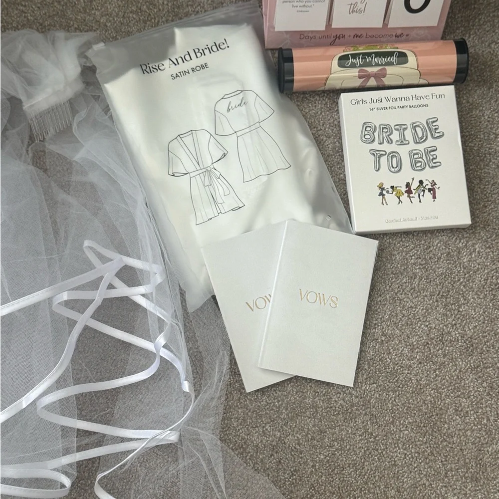 Bridal Satin Robe and Accessories Set - Picture 1 of 6